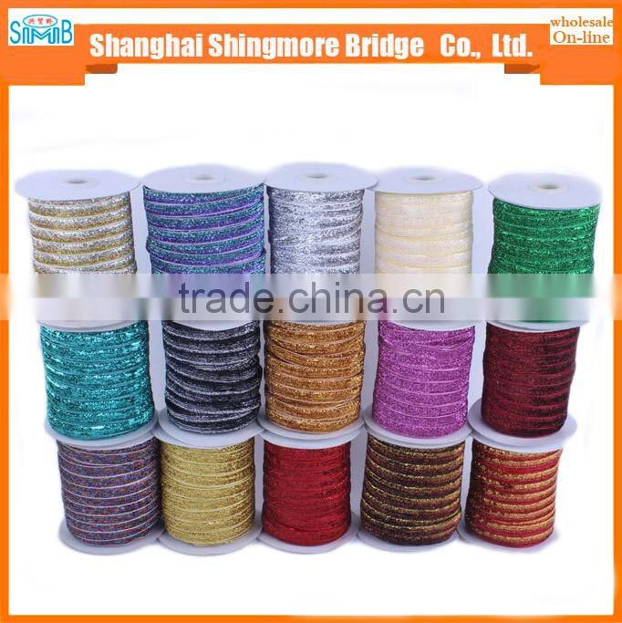 Textile factory direct wholesale lurex metallic satin ribbon for garment accessories, gift craft packing and decoration