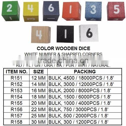 12PCS COLOR WOODEN DICE