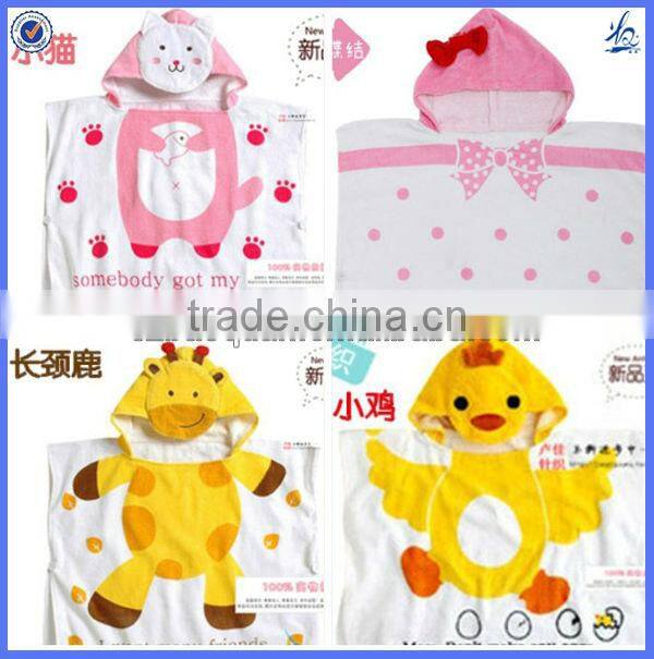 100% cotton printed adult hooded poncho beach towel