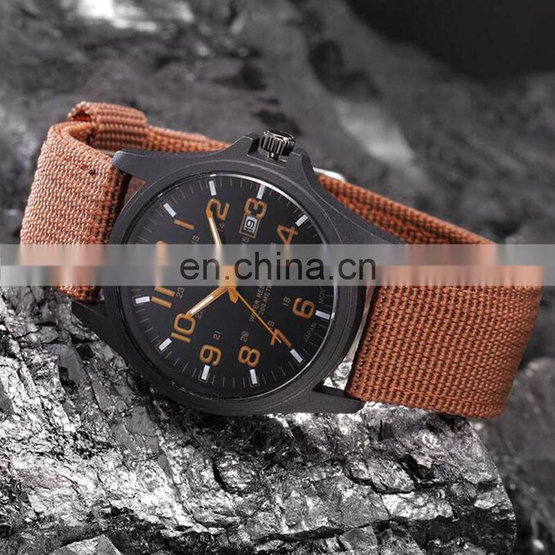 High Quality Canvas Nylon Strip With Calendar Men's Sport Miliatry Watch