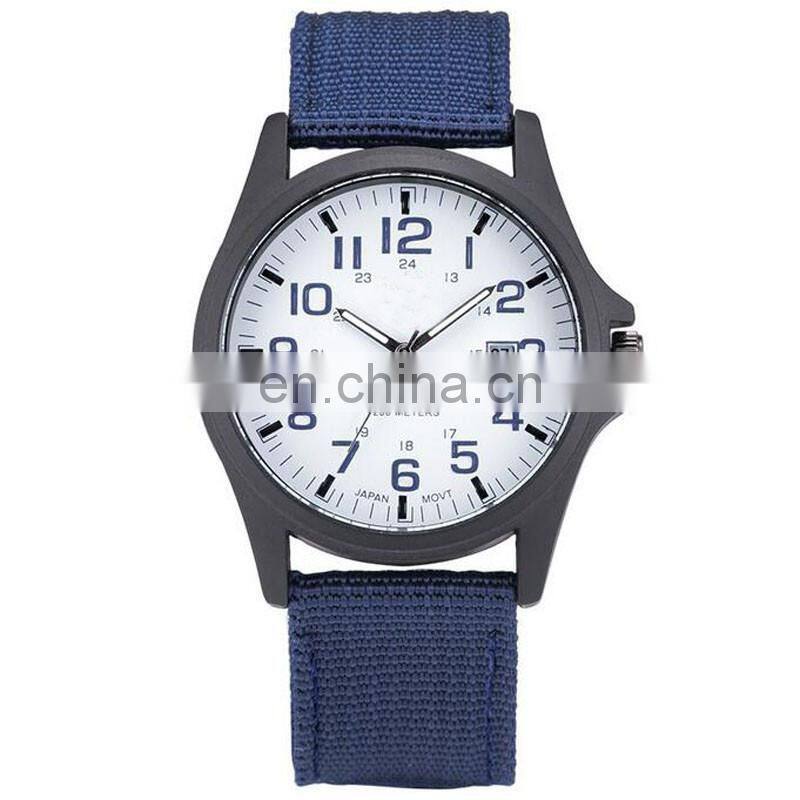High Quality Canvas Nylon Strip With Calendar Men's Sport Miliatry Watch