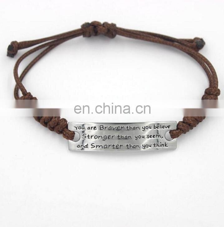 Personlized inspirational Leather engraved Bracelet
