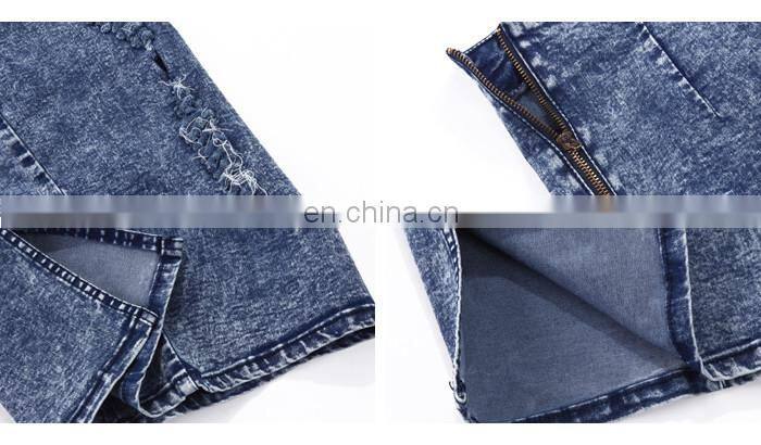 Front Slit Pencil Skirt Denim Skirt