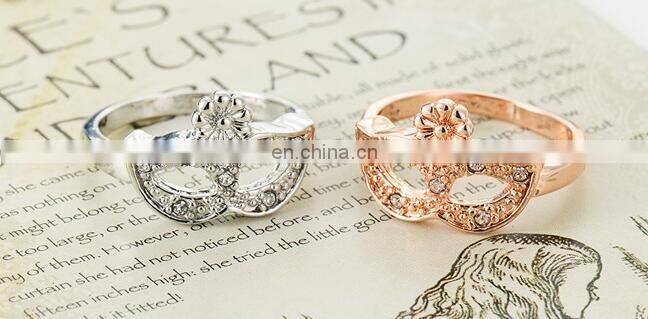 Korean version of the high-quality fashion mask gilded gold crystal ring tail ring girl gift ring