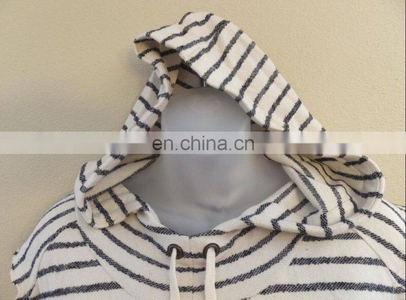 Womens Printed Stripe Sleeveless Funnel Neck Hoodie Top Shirt Natural Navy
