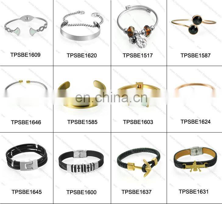 Black leather stainless steel bangle cuff bar engraved