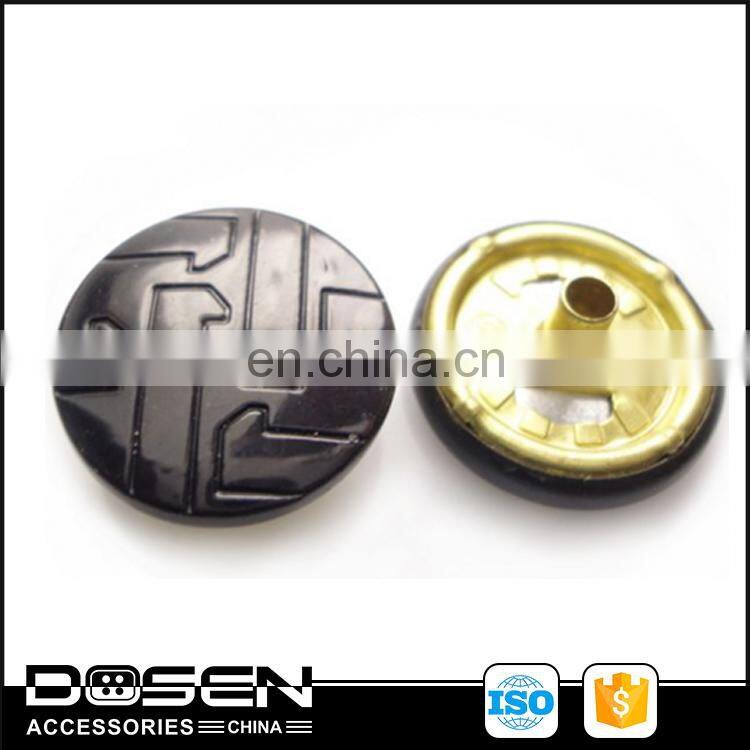 Shiny Black Surface engraved metal press button