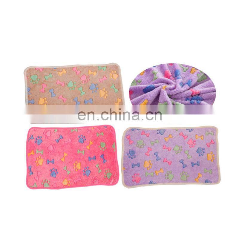 Pet Dog Blanket Warm Fleece Fabric Mat Paw Print for Small and Medium Dogs Blanket