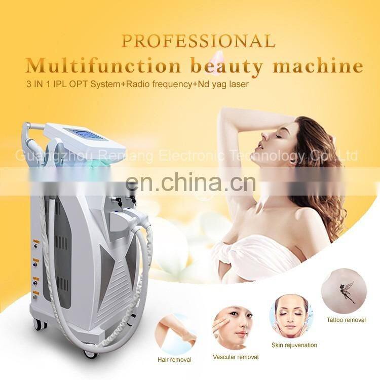 4 in 1 shr e light ipl opt rf & nd yag laser & hair removal multifunctional beauty machine with best quality on alibaba