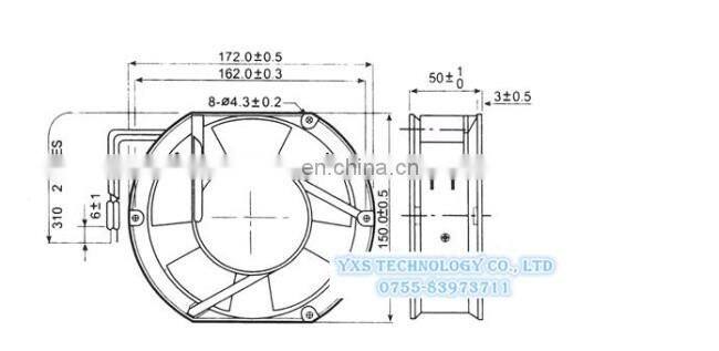 17250mm FP-108EX-S1-B 220V ball bearing axial case cooling fan