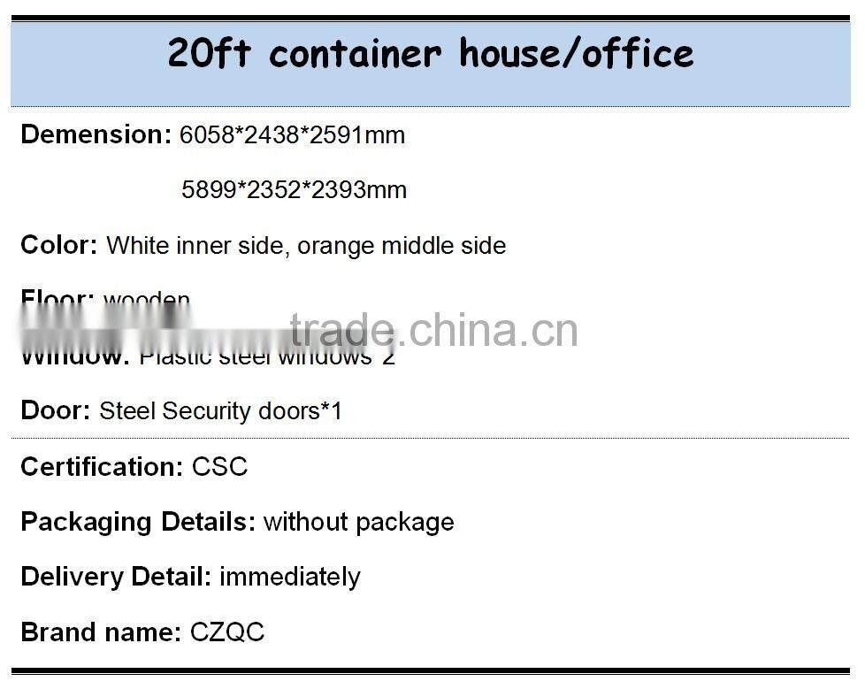 PVC window container house and homes 20ft container office