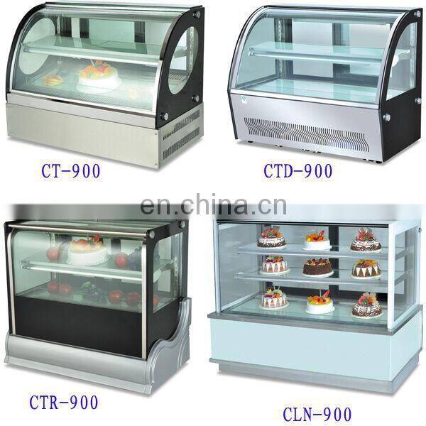 R-shape commercial cake display refrigerator showcase with 2 layers
