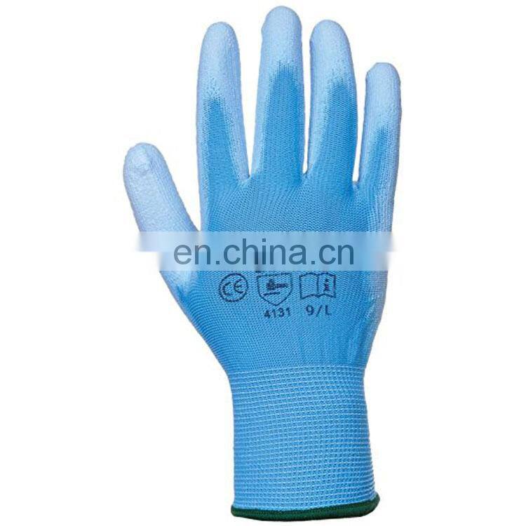 HY EN 388 13 gauge nylon black pu coated safety protective black pu coated work pu gloves