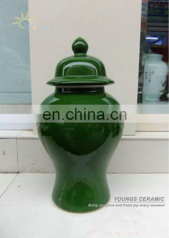 Green color glazed HIGH temperature fired china ceramic porcelain temple jars ginger jars