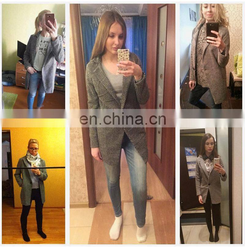 2021 Amazon hot sale new European style houndstooth coat for autumn and winter, slim thick woolen coat, woolen coat