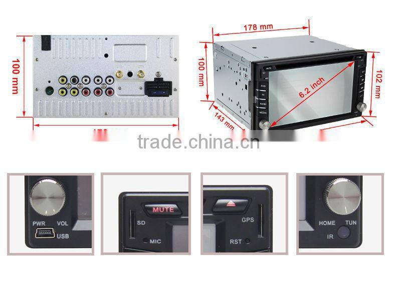 6.2"Digital Touch Screen Double Din Car DVD Car Stereo with GPS+Radio+FM/AM+RDS+BT+ Telephone book+AUX IN/OUT+1080P+USB/SD+SWC