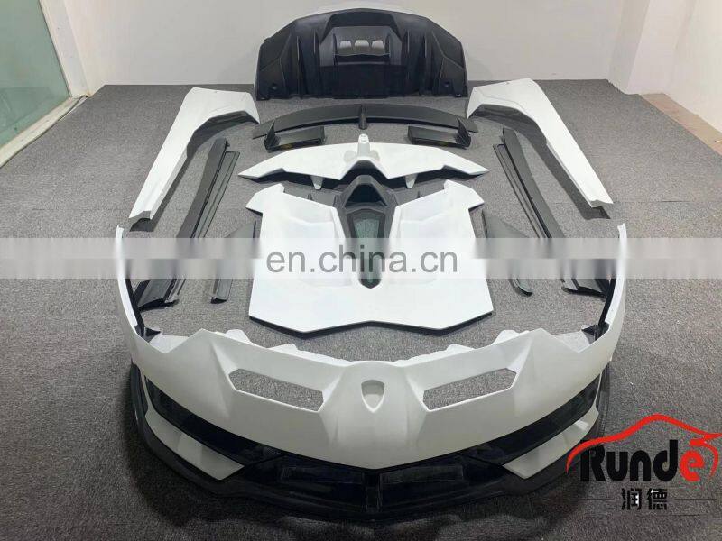 Runde SVJ Style Front Bumper Rear Bumper Rear Lip Side Skirt Fender Spoiler For Lamborghini Aventador LP700 720 750 Body Kit