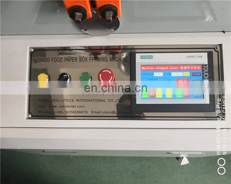 HBM800 Automatic disposable snack hotdog kraft Paper Box making machine, recycle fast food pizza packing box forming equipment