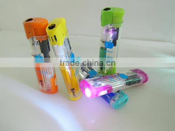 mini size torch lighter transparent windproof electronic gas lighter with led light