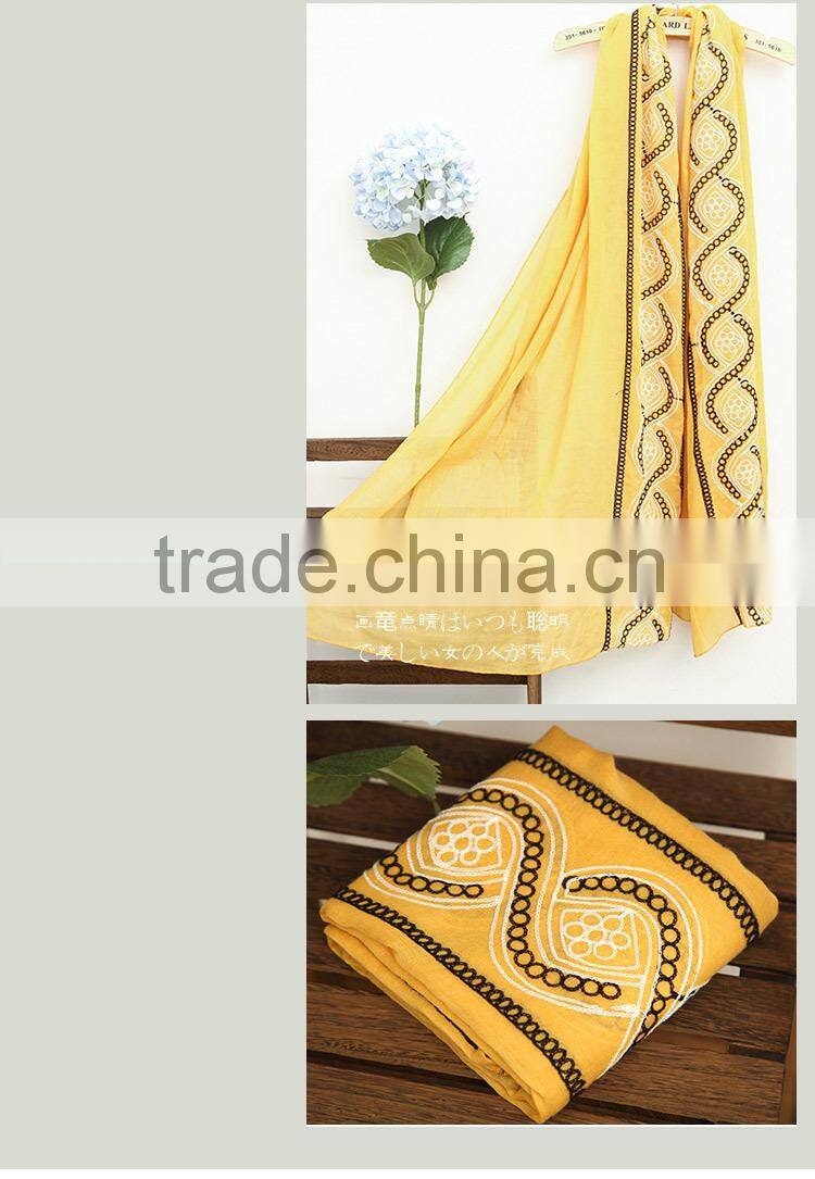 New Design Maxi Long Soft Viscose Embroidery Women Muslim Scarf
