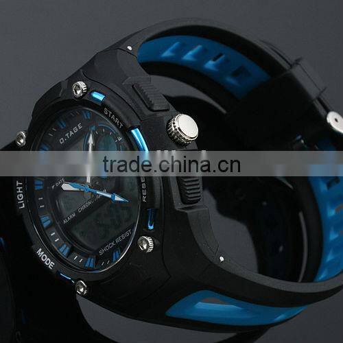 Men's Blue Rubber Digital Analog Dual Dial Ultra Light Sport Watch WS066