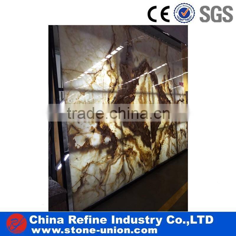 Yellow onyx stone slabs