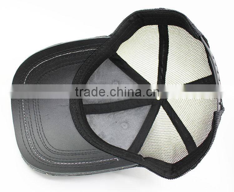 leather brim grey trucker hats with high quality