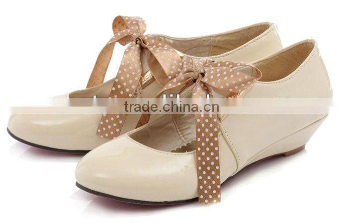 Candy color girls shoes wedge low heel school shoes for girls