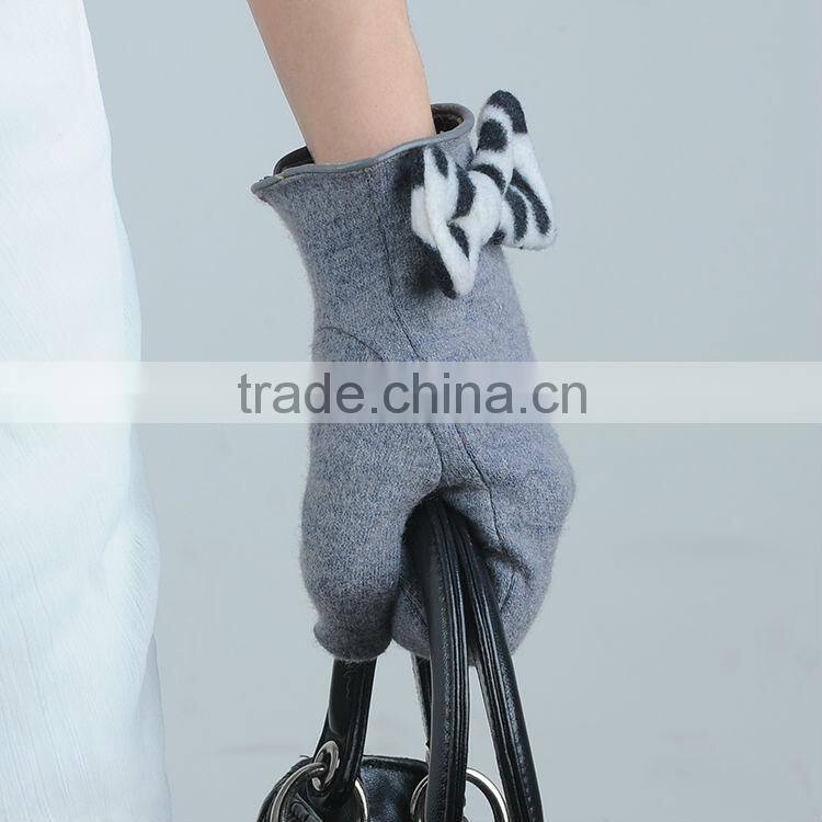 wholesale wool gloves with bow tie with manufacture price