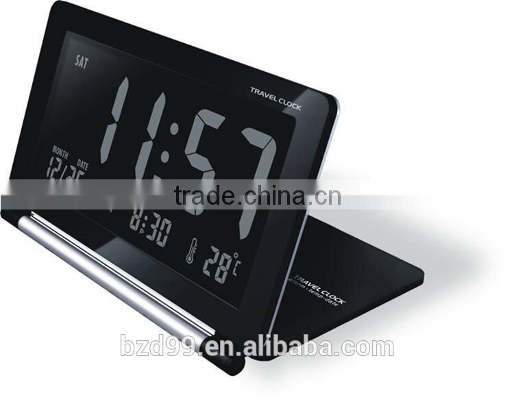 Multi-functional LCD Display Portable Folding Travel Alarm Clock Pocket Flip Clock / Electronic items Manufacturer OEM/ODM
