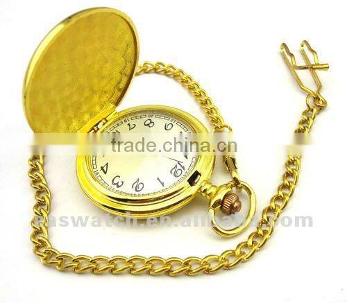 quartz gold tone full hunter pocket watch