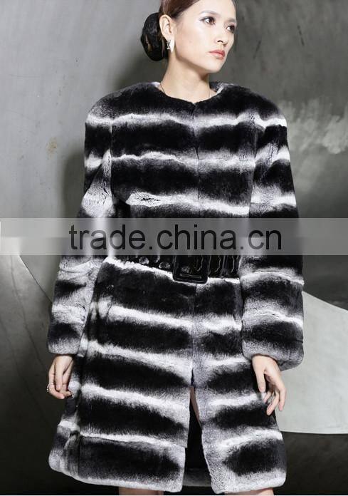 rex14047 Newest fashion rex rabbit skin coat chinchilla color