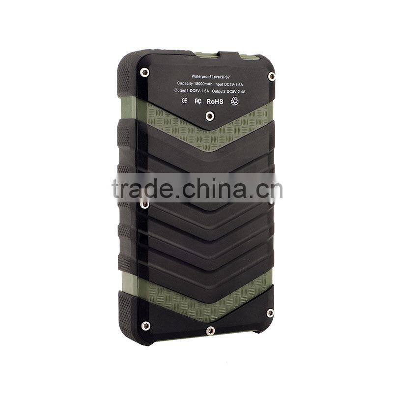 18000mah big capacity power bank waterproof,drop resistance,SOS LED light