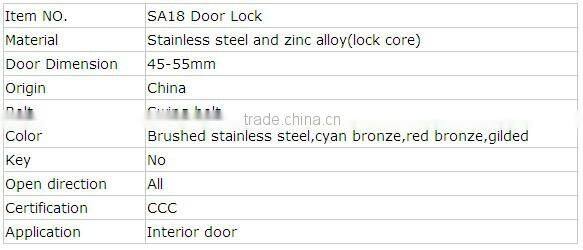 SA18 Stainless Steel Combination Door Lock