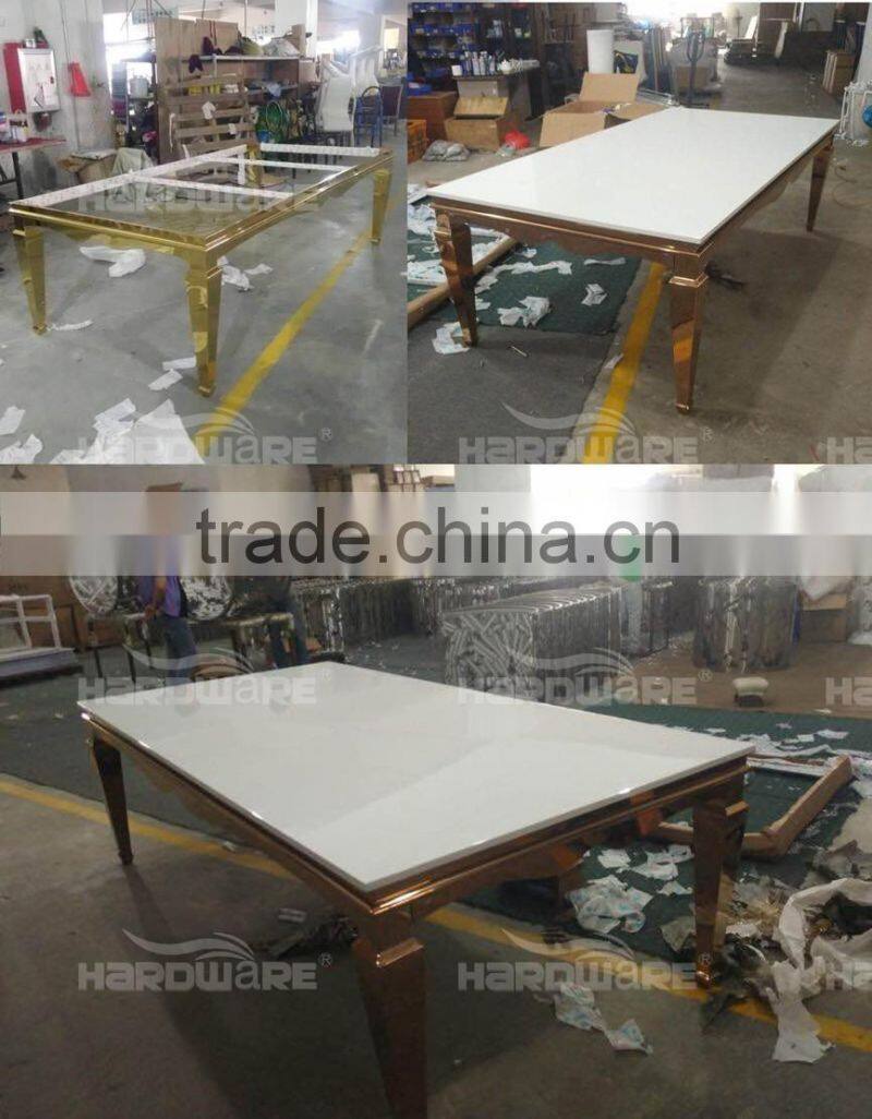 wholesale rose gold stainless steel wedding table square dining table