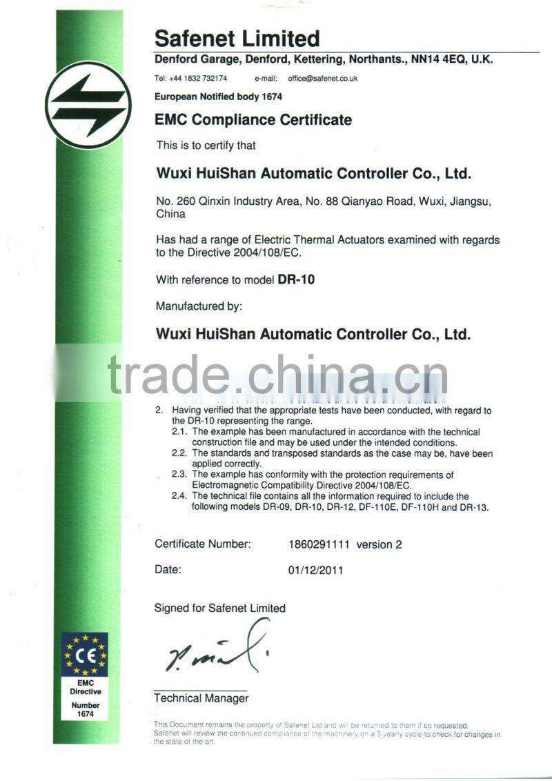 electric thermal actuator for floor heating system