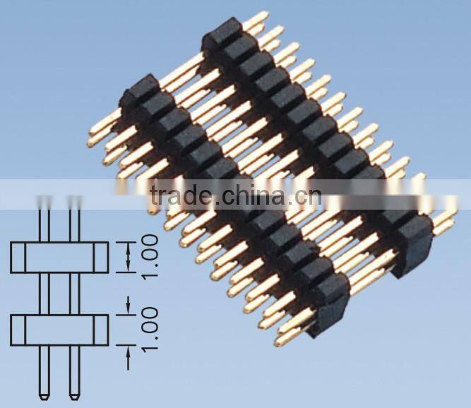 2 Row Double Plastic Straight Type Pin Header 1.0mm Insulator Height=1.5