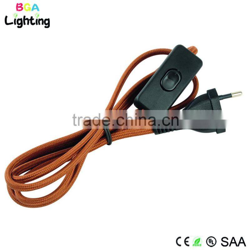 AC power cord copper braided wire plug for pendant light