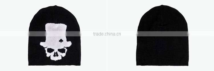 flat embroidery black hip-hop knitted beanie hat
