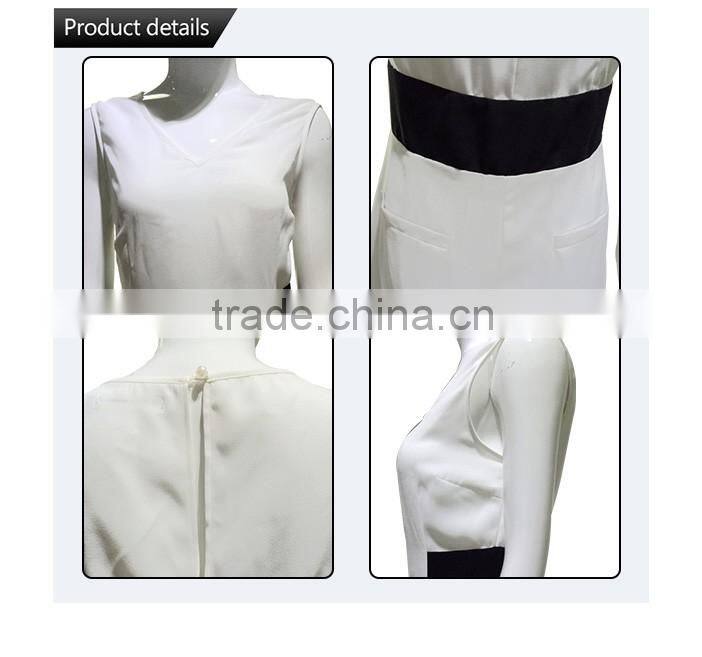 New arrival fashion pattern white sleeveless one piece women jumpsuit