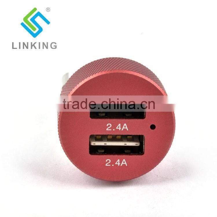 White Red USB Car Charger With 2 USB Ports 5V4.8A For Wholesale