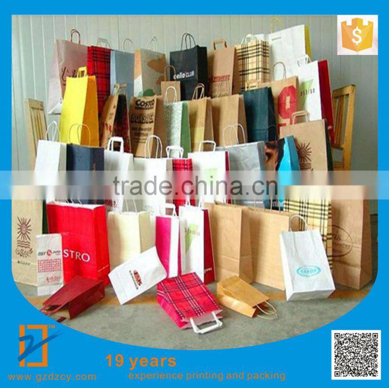Customized Small Size 20 x 28 x 10cm Kraft Paper Handbag Shopping Bag With Brand Logo, MOQ: 500pcs