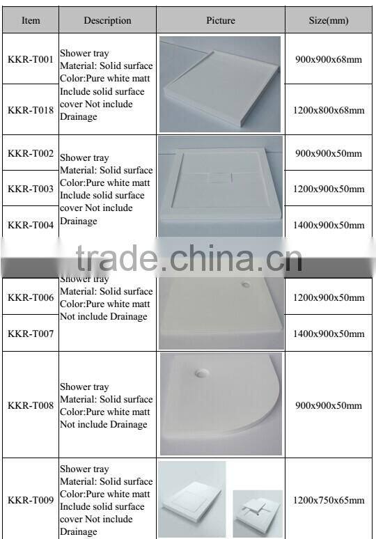 China acrylic artificial stone curved shower base
