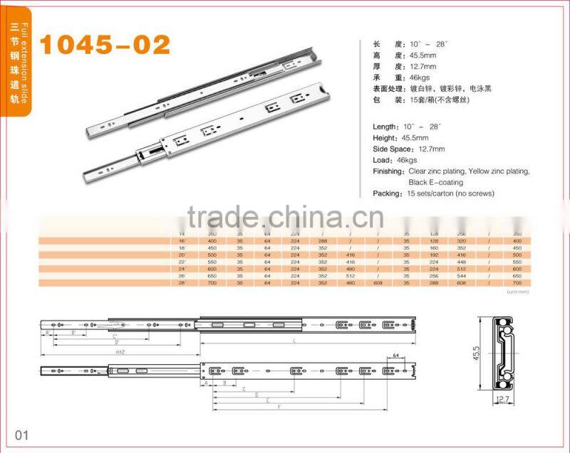 2015 New products metal drawer slide rail buy direct from china factory