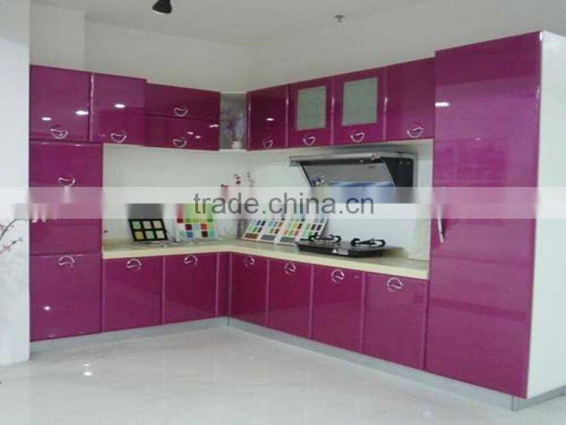 prefabricated/lastest/colour/ cheapest MDF faced in PVC membrane kitchen cabinets