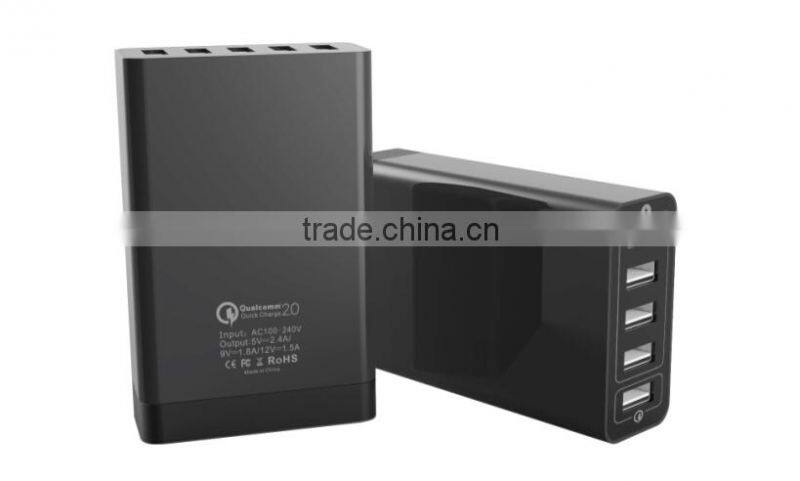Newly arrival qc 2.0 charger 75% faster charging speed multi usb charger 8A 40W for mobile phone tablet