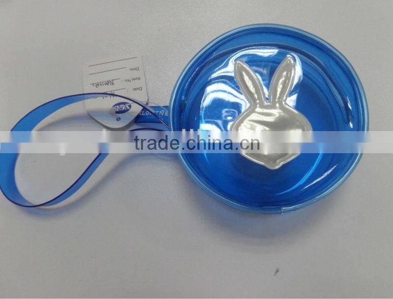 blue color pvc cosmetic bag with rabbit