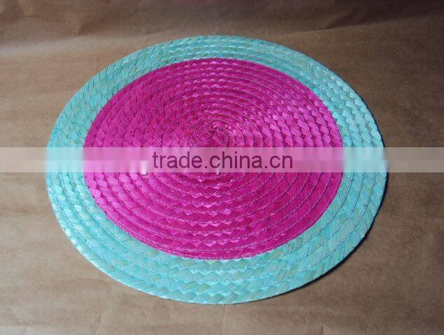 Brown and White Round Bamboo Woven Placemat