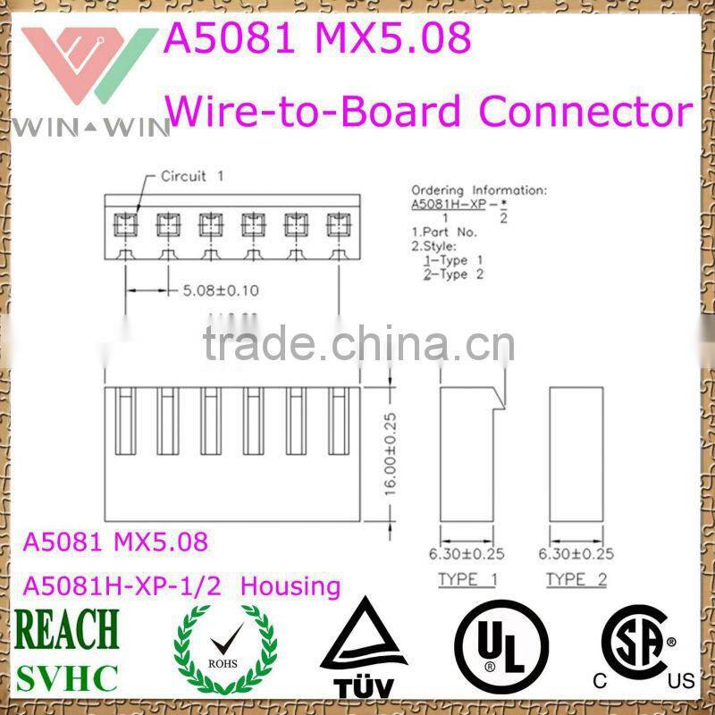 5.08mm Pitch A5081 MX5.08 Electronic Wire to Board connector