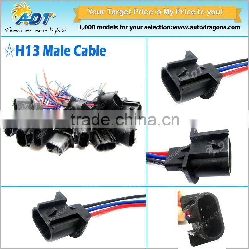 Auto bulb socket H13 male bulb connector cable